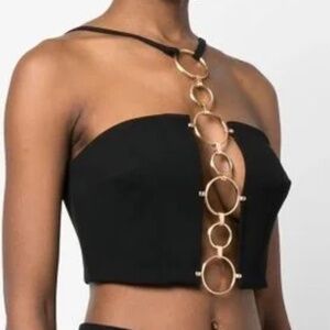 Cult Gaia Women's Maddie Cropped Top Black 10 NWT